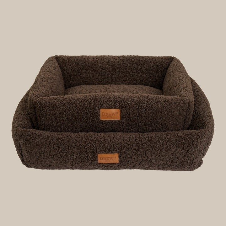NUNA // Hundekorb - Teddyweiches & waschbares Hundebett aus Memory Foam (braun)
