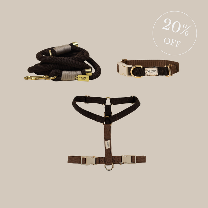 Brown set - Harness + Collar + Leash