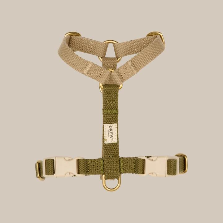 Olive / Adjustable dog harness