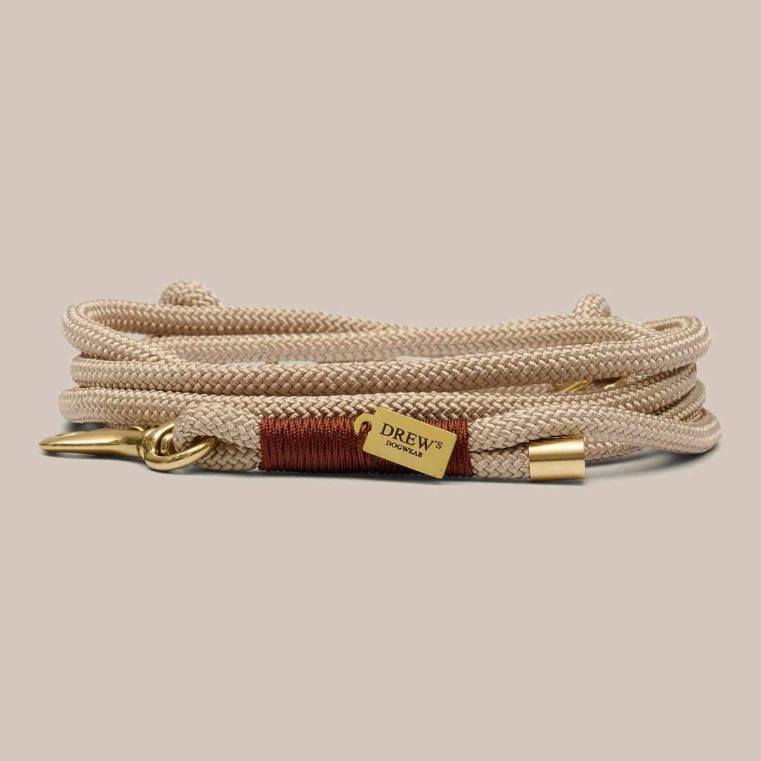 Reb snor til hvalp i beige med flotte guld detaljer