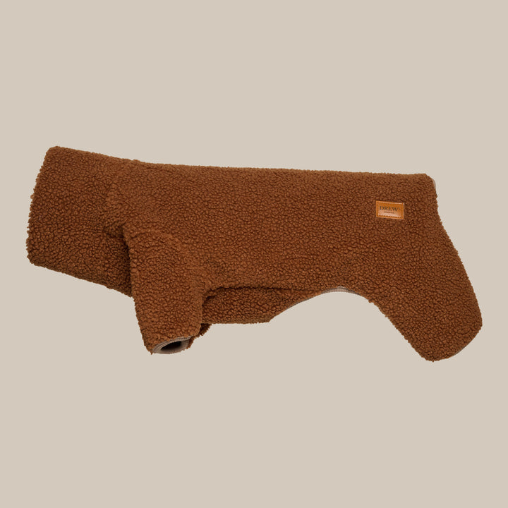 Brun hundesweater i teddy materiale