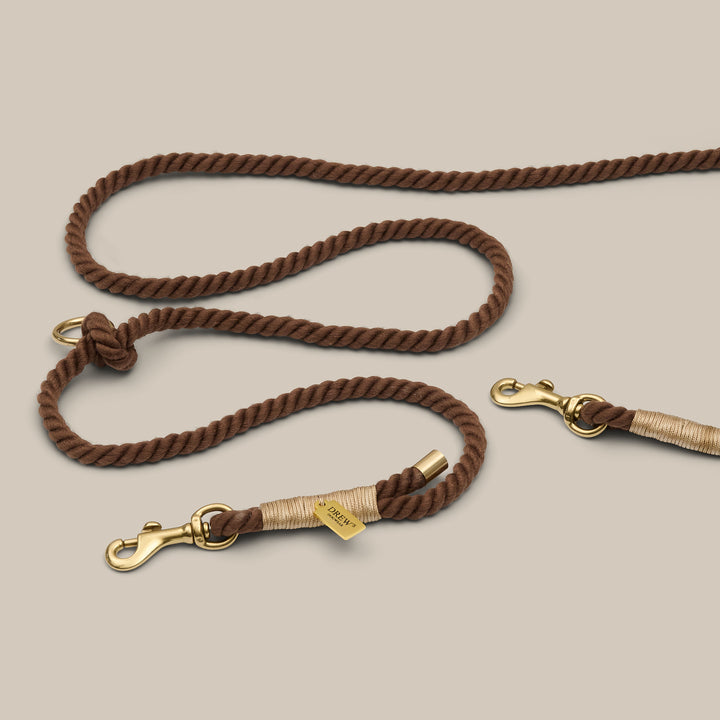 Brun hvalpehalsbånd med messing detaljer