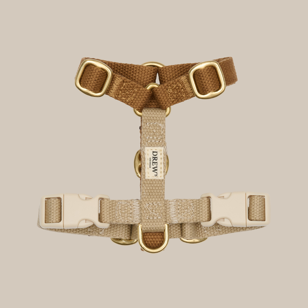Y-sele i blødt materiale i brun og beige