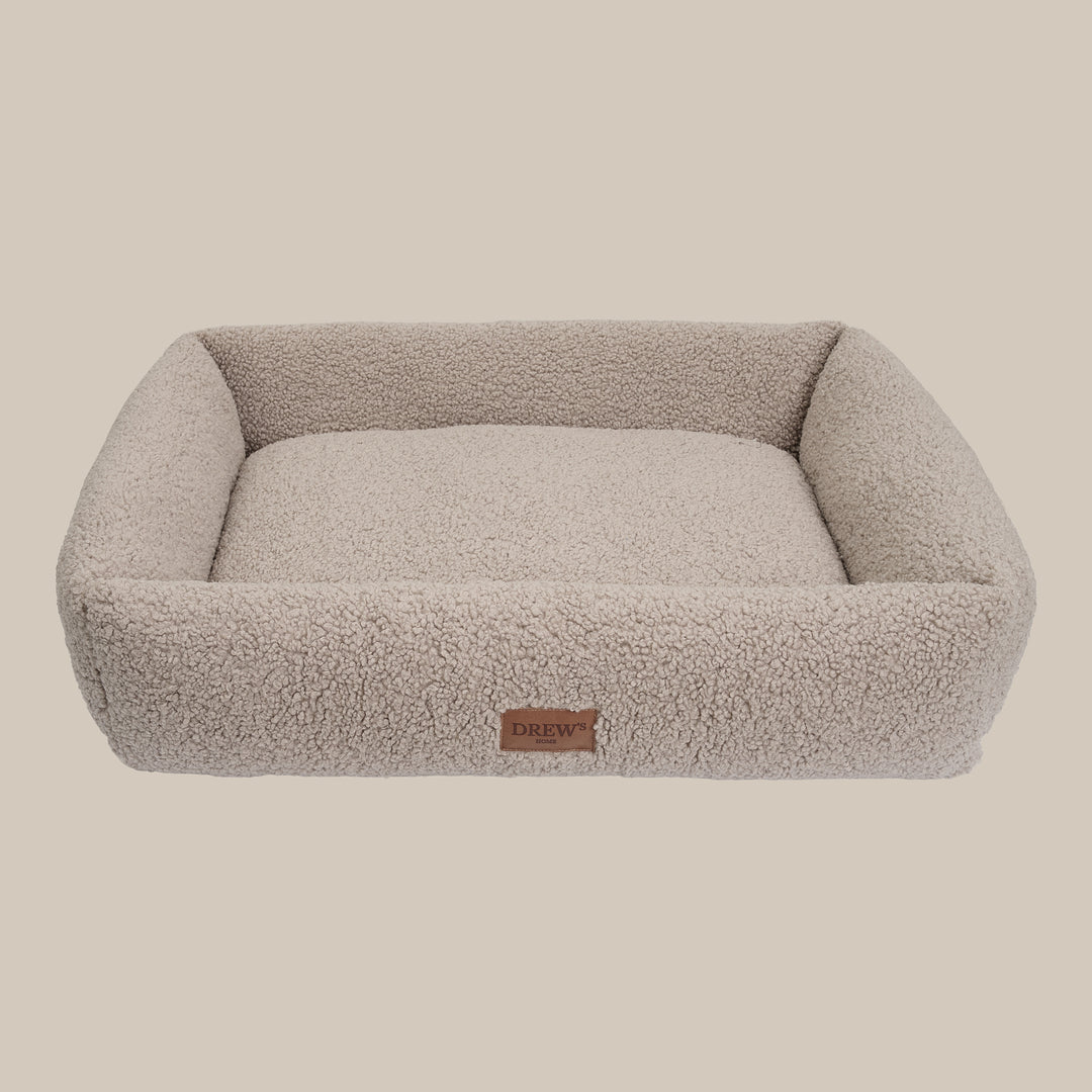 Hundekorb Nuna - Teddyweiches &amp; waschbares Hundebett aus Memory Foam (Taupe)