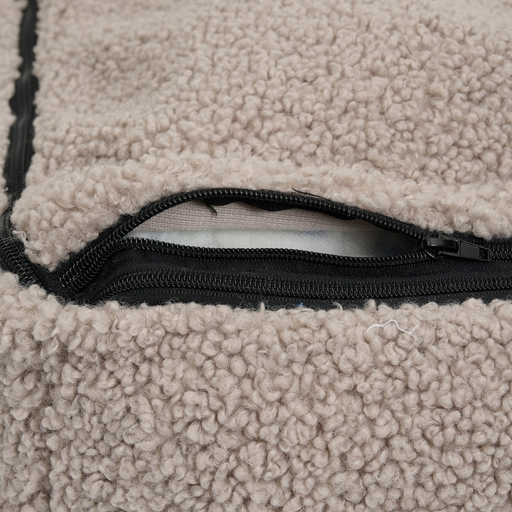 Hundekorb Nuna - Teddyweiches &amp; waschbares Hundebett aus Memory Foam (Taupe)