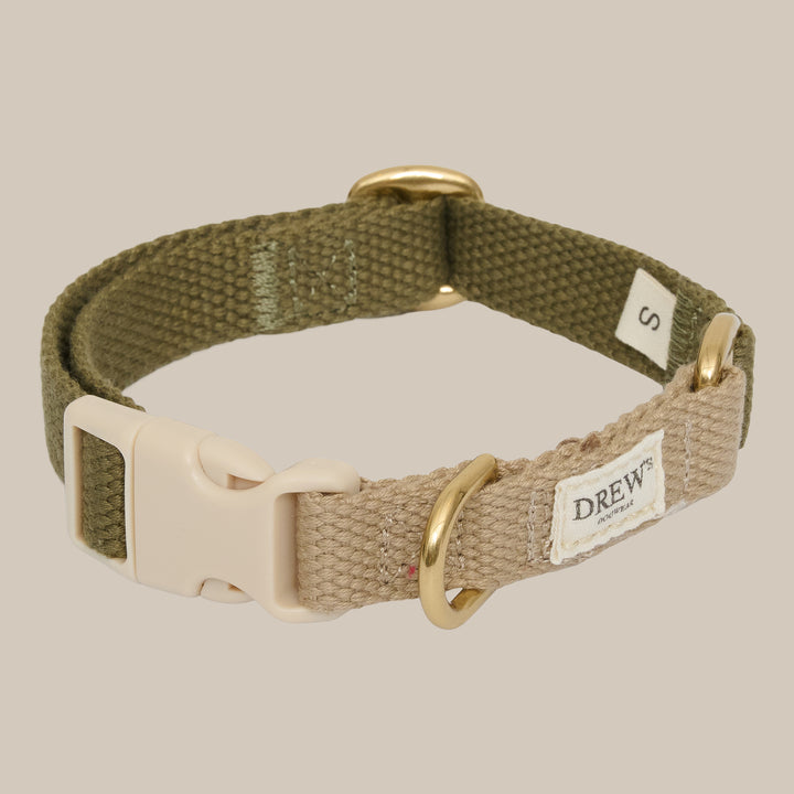 Olive / Blødt & justerbart halsbånd (grøn/beige)