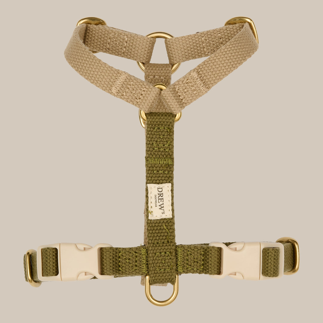 Olive PRO / Adjustable dog harness (green/beige)