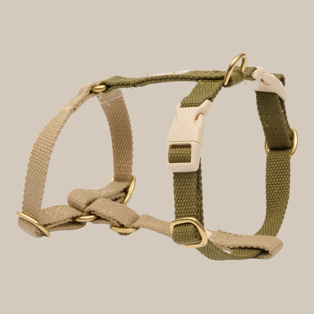 Olive PRO / Adjustable dog harness (green/beige)