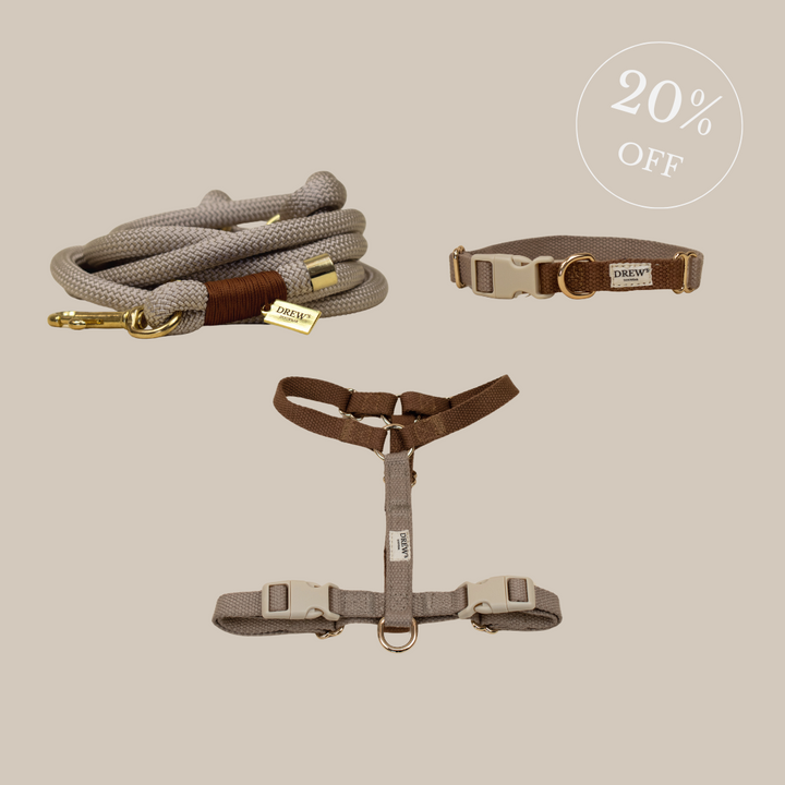 The beige set - Harness + Collar + Leash
