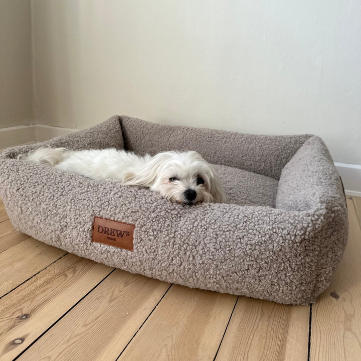 Hundekorb Nuna - Teddyweiches &amp; waschbares Hundebett aus Memory Foam (Taupe)